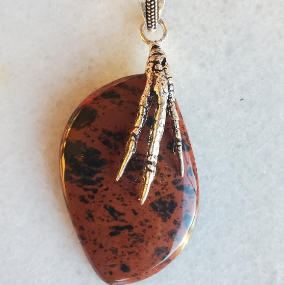 New Mahogany Obsidian 925 Silver Claw Foot Pendant. - Picture 11 of 16